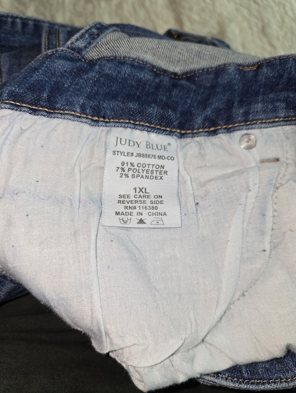 Plus Size Button-Front Denim Overalls - Blue - Picture 10 of 14